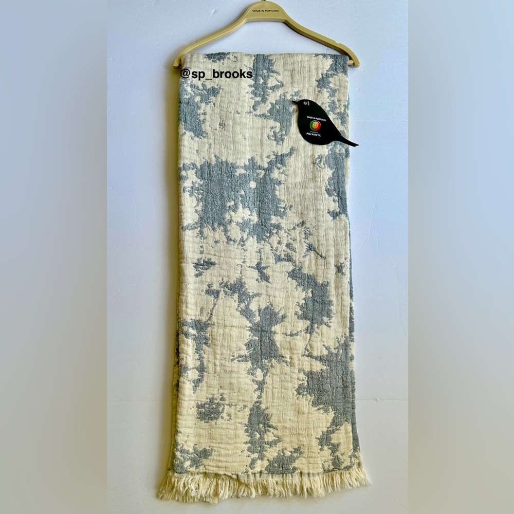 🎁Piscatextil Throw Blanket - Cotton - Midnight Blue Splatter - Blue and Oatmeal